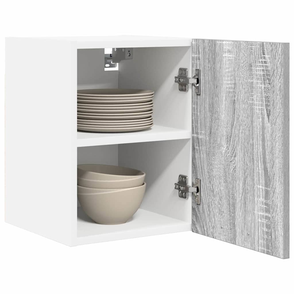 Hanging Cabinet with Shelf Riga 2 pcs Grey Sonoma and White